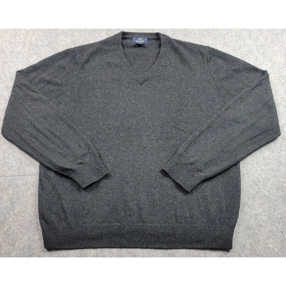 Vintage Brooks Brothers Sweater Mens Large Gray 3-Ply Cashmere Made in Hong Kong